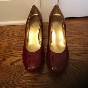 Coach Dark Red Patent Leather Heels Size 8